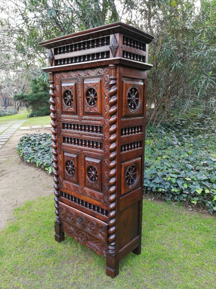 A French Cold Chiseled Carved Cabinet / Drinks Cabinet With Black Baize. Circa 1940's - Image 2