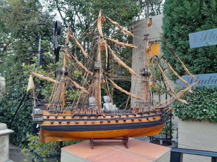 A 20TH Century Handmade Wooden Ship of Large Proportion