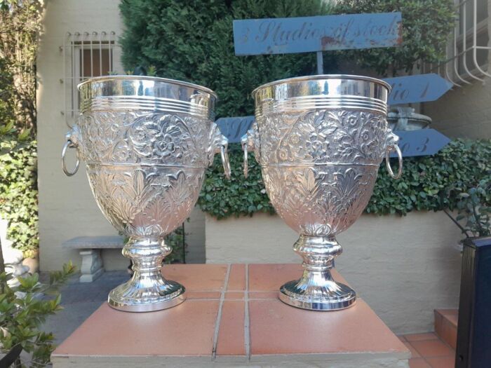 A 19th Century Pair Of Silver Plate Anglo Indian Wine Coolers - Image 2