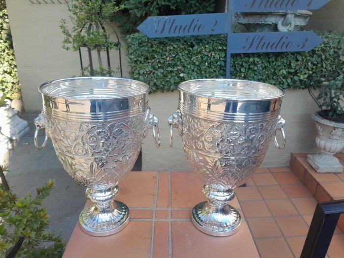 A 19th Century Pair Of Silver Plate Anglo Indian Wine Coolers - Image 3