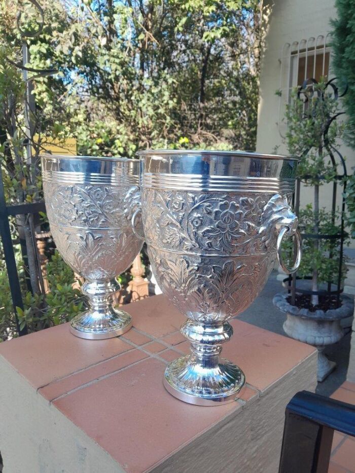 A 19th Century Pair Of Silver Plate Anglo Indian Wine Coolers - Image 5