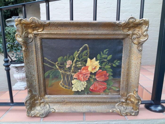 A Mid 20th Century Floral Oil Painting In Ornately Gilded Frame. Purchased In France - Image 2