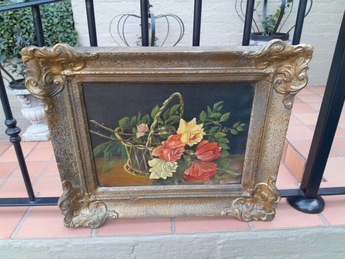 A Mid 20th Century Floral Oil Painting In Ornately Gilded Frame. Purchased In France - Image 3