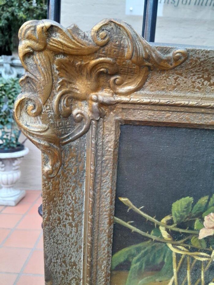 A Mid 20th Century Floral Oil Painting In Ornately Gilded Frame. Purchased In France - Image 7