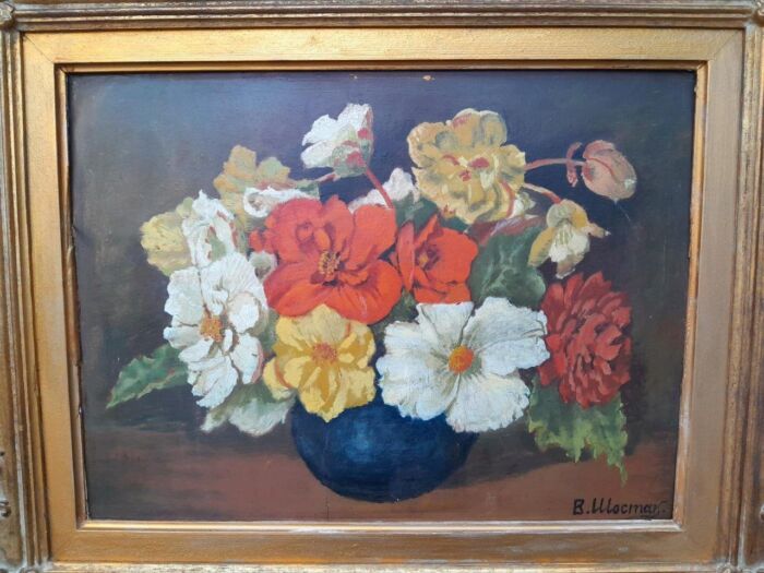 A 20th Century Oil Painting Of Flowers In Ornately Gilded Frame. Purchased In France - Image 5