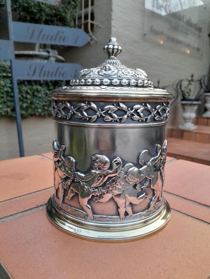 A 19th Century Circa 1880 Victorian Silver- Plate Biscuit Barrel By Elkington