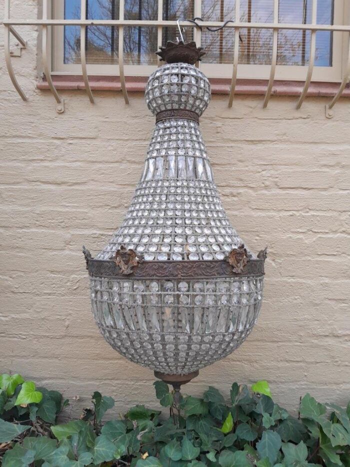 A 20th Century French Style Crystal and Brass Chandelier of Large Proportion