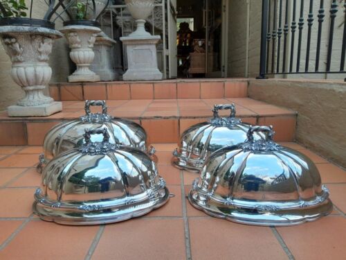 An Antique Victorian Set of Four Silver Plated Graduated Food Domes