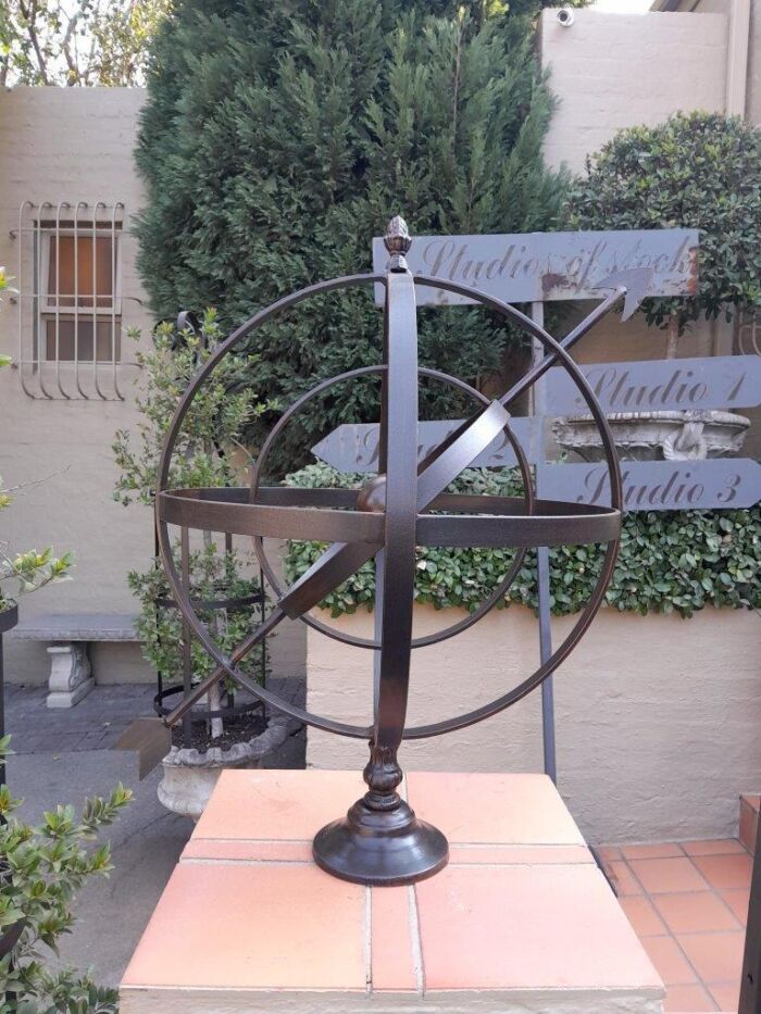 A Decorative Wrought Iron Armillary Sphere in a Antique Brown Finish - Image 2