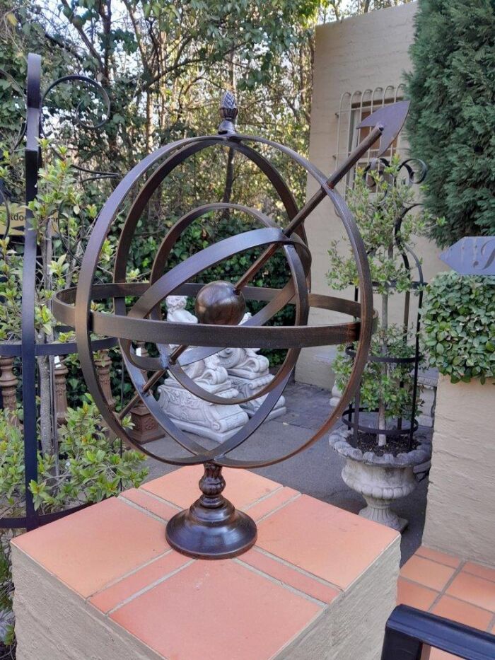 A Decorative Wrought Iron Armillary Sphere in a Antique Brown Finish - Image 3