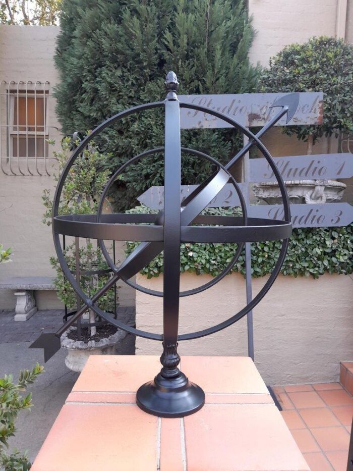 A Decorative Wrought Iron Armillary Sphere in a  Black Finish - Image 2