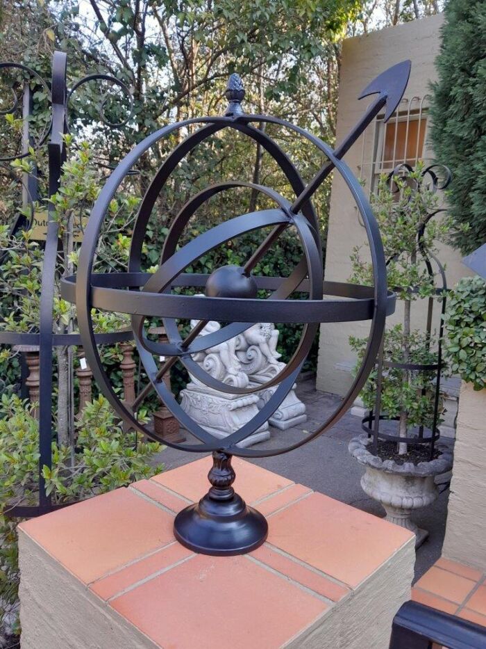 A Decorative Wrought Iron Armillary Sphere in a  Black Finish - Image 4