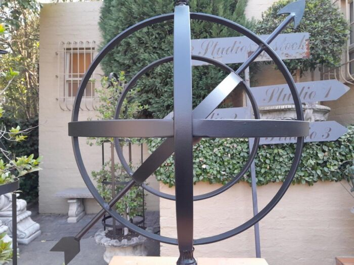 A Decorative Wrought Iron Armillary Sphere in a  Black Finish - Image 6