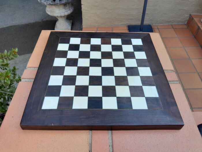 A 20th Century Hand Carved Ebony And Ivory Chess Set With Board And Leather Case - Image 7