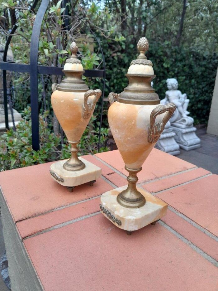 A 19th Century French Pair of Marble and Gilt Urns ND - Image 4