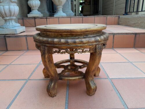 A 20th Century Chinese Ornately Carved Wooden Base / Stand Hand Gilded with Gold Leaf