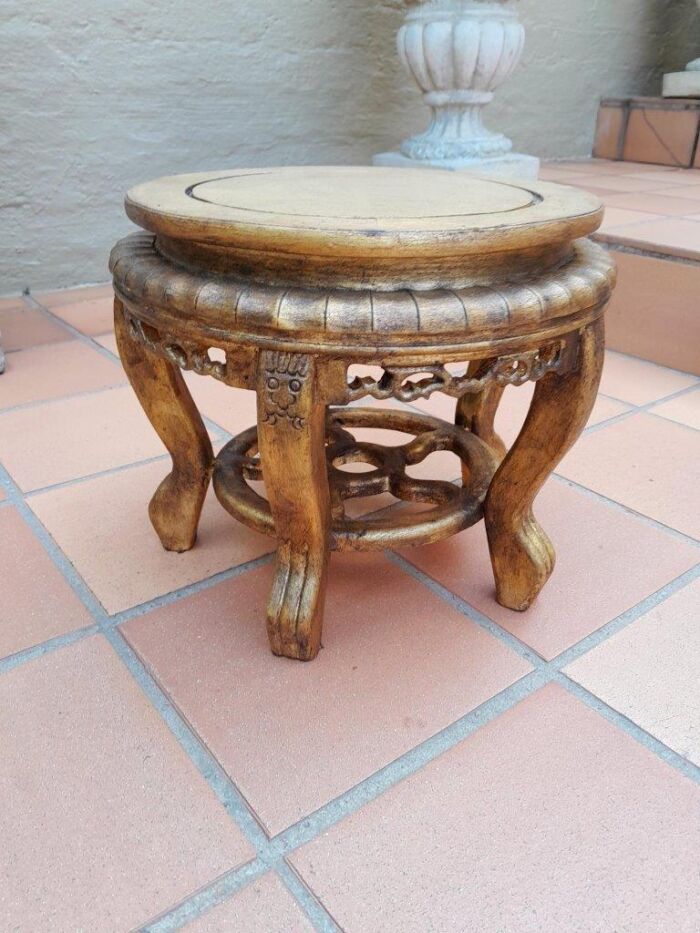 A 20th Century Chinese Ornately Carved Wooden Base / Stand Hand Gilded with Gold Leaf - Image 4