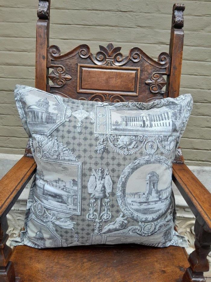 Scatter Cushion With Imported Architectural Design Grey / Cream Fabric and 1x Long Shape Scatter Cushion also available - Image 2