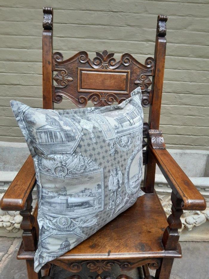 Scatter Cushion With Imported Architectural Design Grey / Cream Fabric and 1x Long Shape Scatter Cushion also available - Image 3