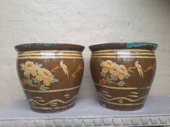 A 20th Century Pair Of Chinese Jardinieres Of Large Proportions