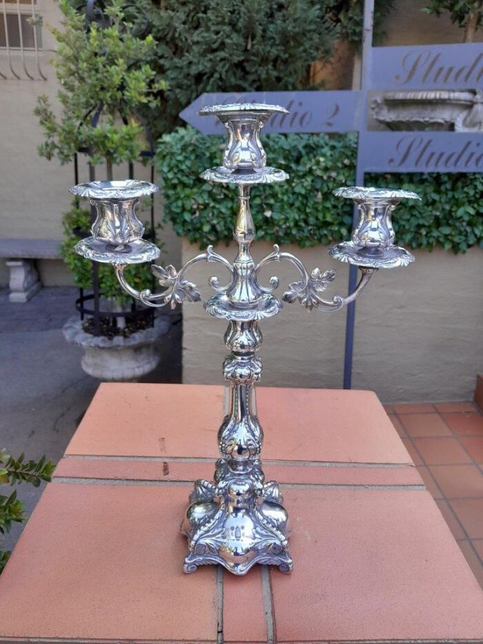 An Antique Victorian Silver-Plate Candelabra on Feet - Image 2