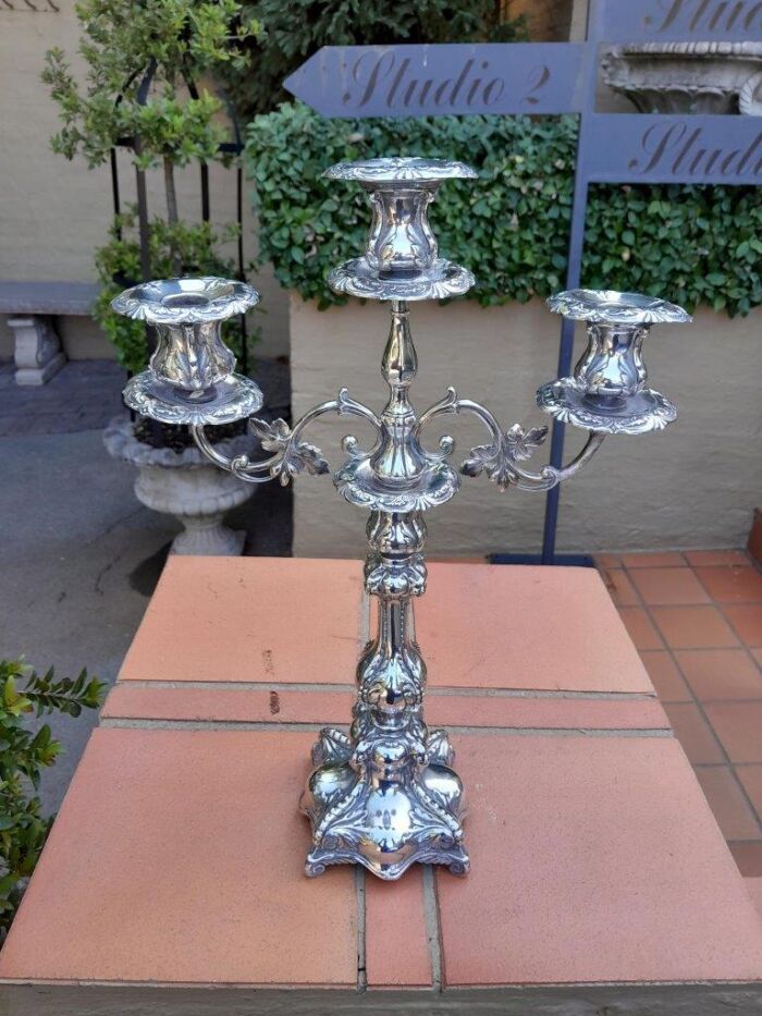 An Antique Victorian Silver-Plate Candelabra on Feet - Image 3