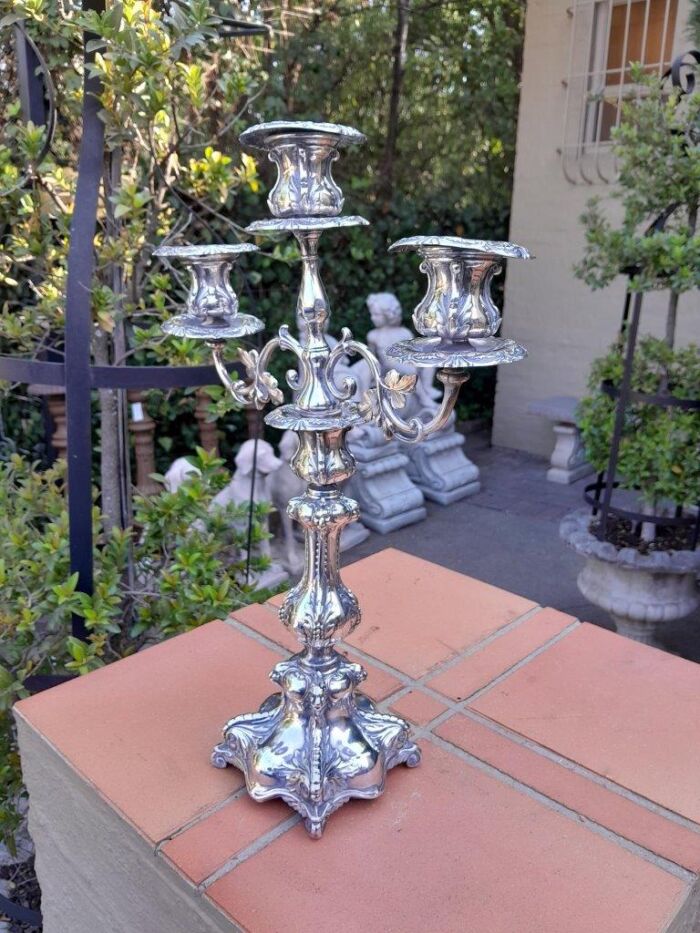 An Antique Victorian Silver-Plate Candelabra on Feet - Image 4