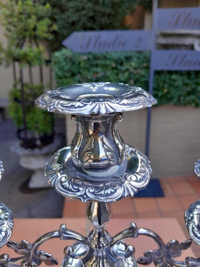 An Antique Victorian Silver-Plate Candelabra on Feet - Image 6