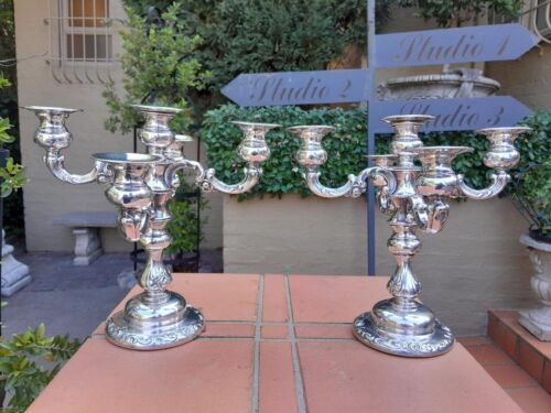 A 20th Century Pair of Silver-Plated Candelabras