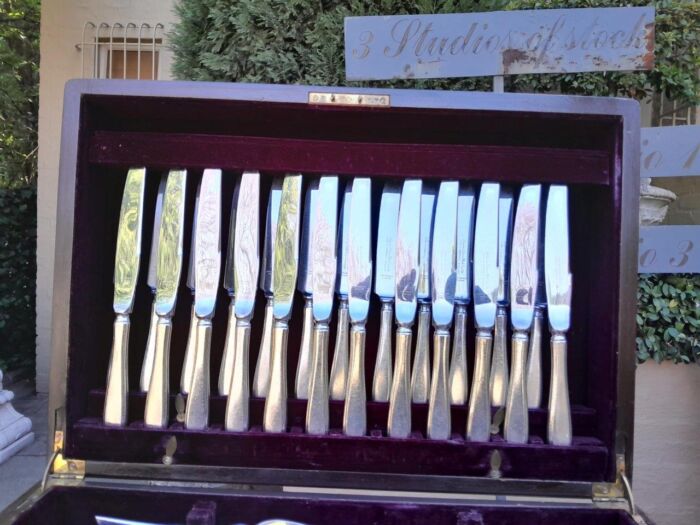 A Twelve Place Silver Plate E.P.N.S A1  Cutlery Set by Angora in Canteen - Image 9