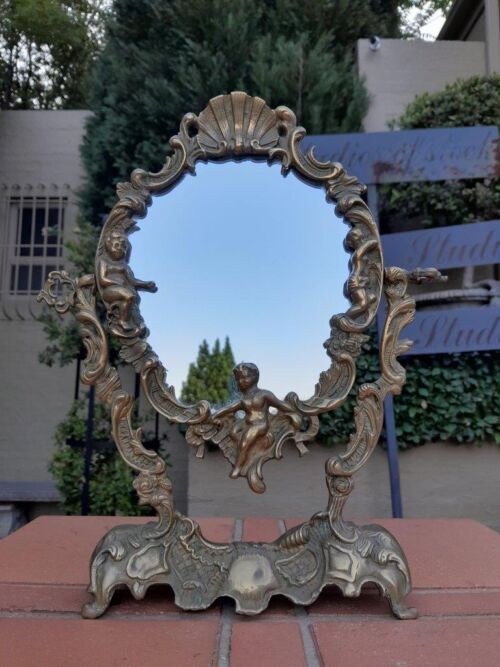 A 20th Century French Style  Brass Table Mirror