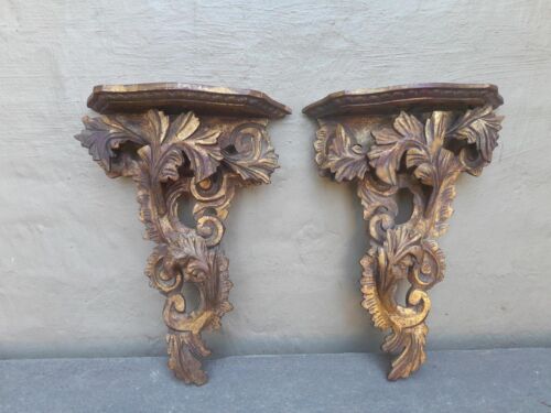 A 20th Century French Style Pair Of Ornately Carved Giltwood Wall Sconces ND