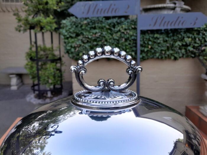 20th Century Graduated Set of Two Silver Plate Food Domes - Image 8