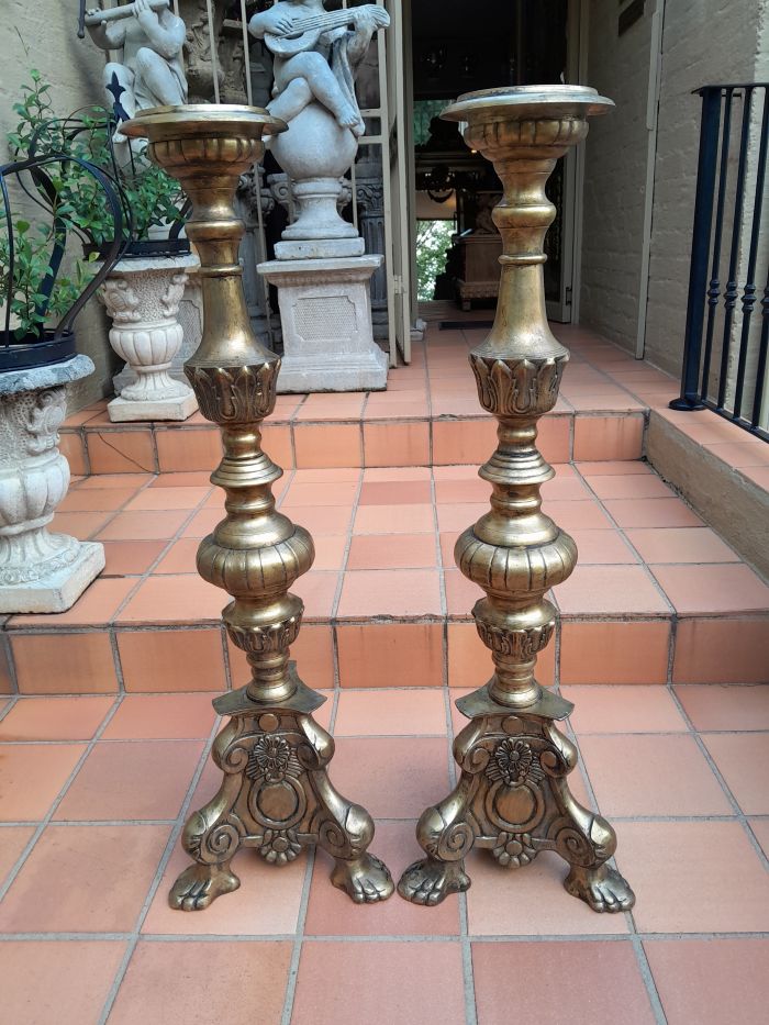 A 20th Century Set Of Four (Two Sized Pairs) Of Solid Brass Rococo Style Candelabras - Image 8