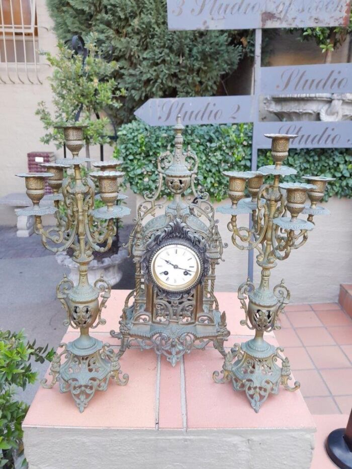 A 20th Century French Louis Xvi Style Clock And Garniture Set With Matching Candelabras - Image 2