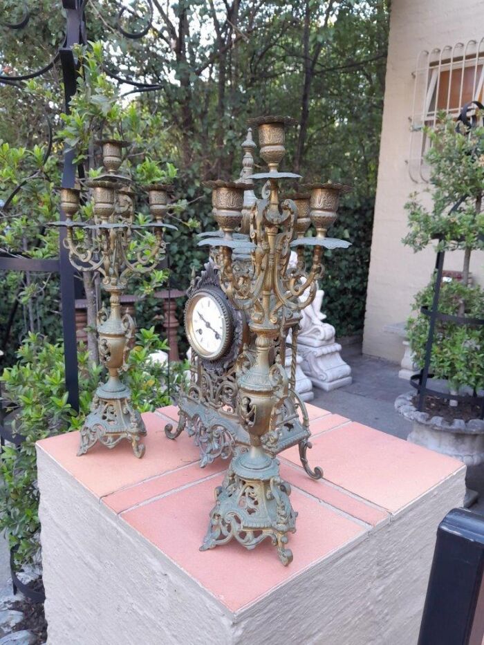 A 20th Century French Louis Xvi Style Clock And Garniture Set With Matching Candelabras - Image 3