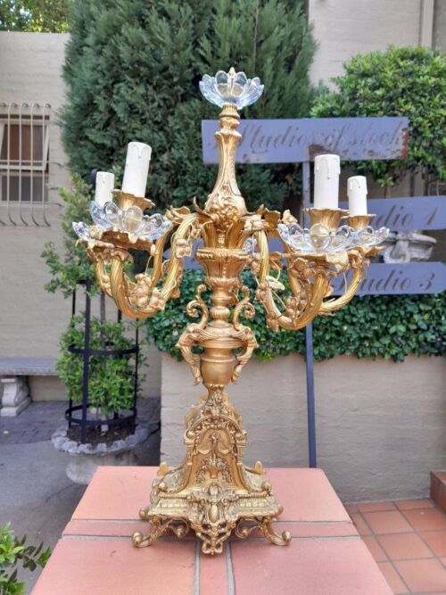 A French Style Brass And Crystal Table Lamp