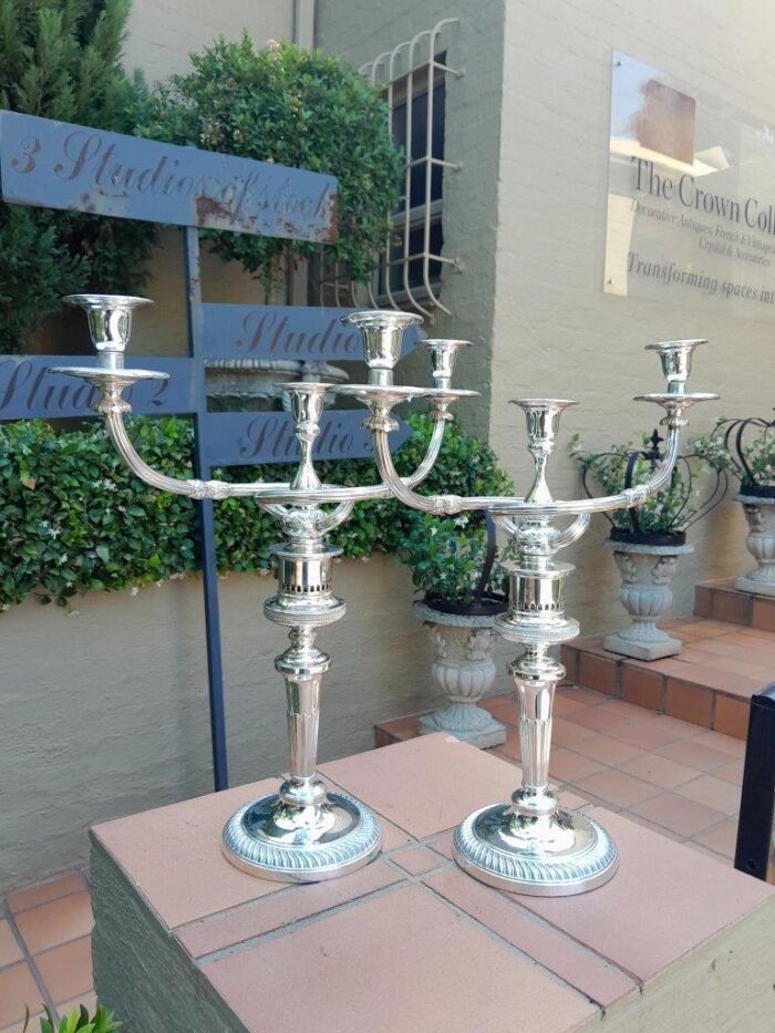 A 20th Century Pair of English Large Silver-plate Candelabrum. Excellent Condition - Image 2