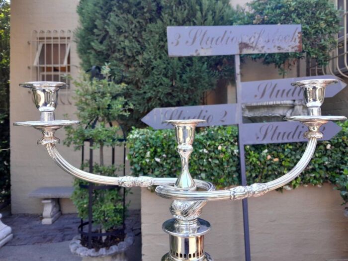 A 20th Century Pair of English Large Silver-plate Candelabrum. Excellent Condition - Image 5