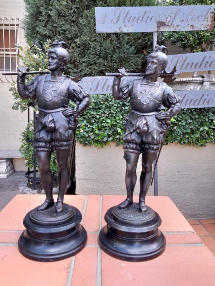 A 20th Century Pair Of Spelter Soldier Statues