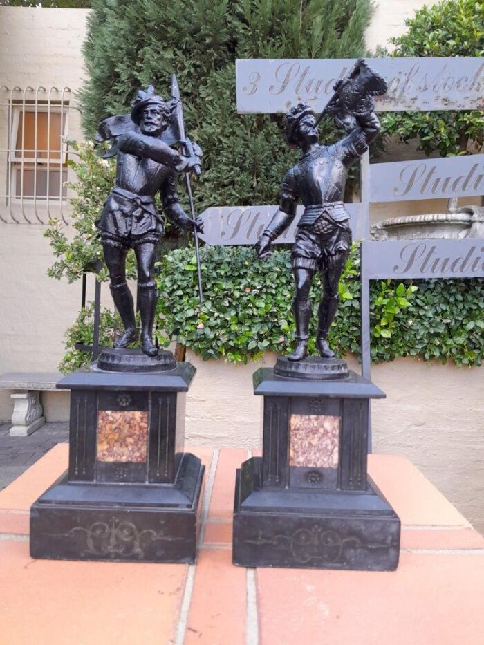 A 20th Century Pair Of Spelter Soldier Statues