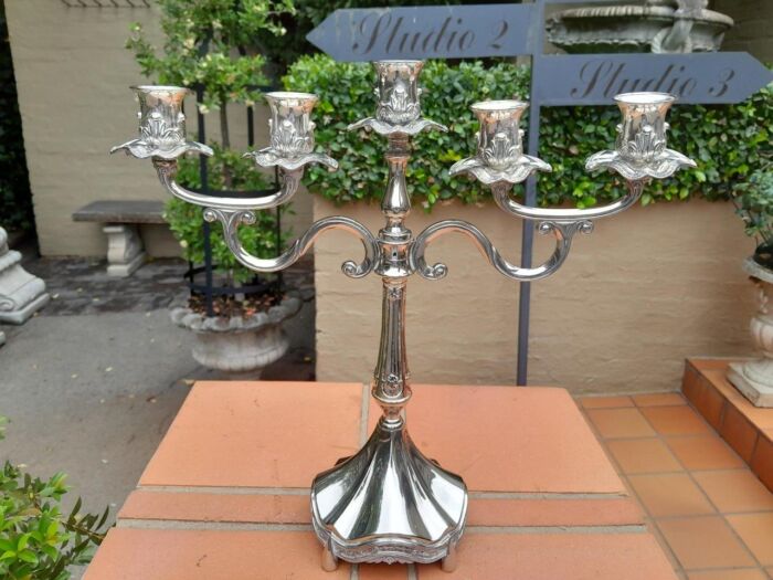 A 20th Century Silver Plate Candelabra with Wax Pans - Image 2