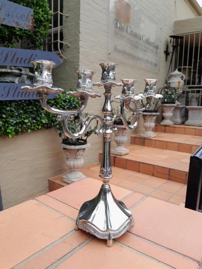 A 20th Century Silver Plate Candelabra with Wax Pans - Image 3