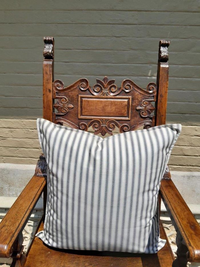 A Grey & White Stripped Cushion - Image 2