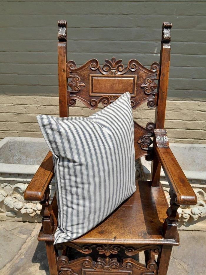 A Grey & White Stripped Cushion - Image 3