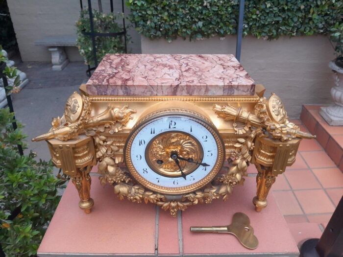 A 19th Century French Gilt Metal with Marble Top Clock - Image 2