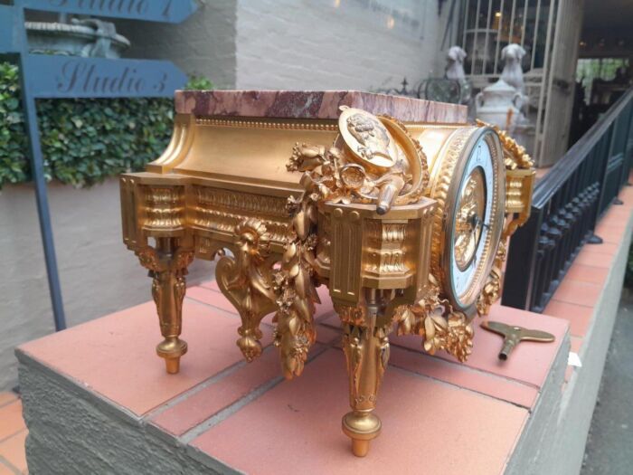 A 19th Century French Gilt Metal with Marble Top Clock - Image 4