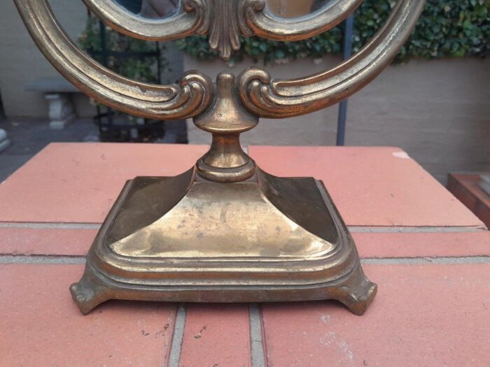 A Gilt Metal Table Mirror on Base - Image 3