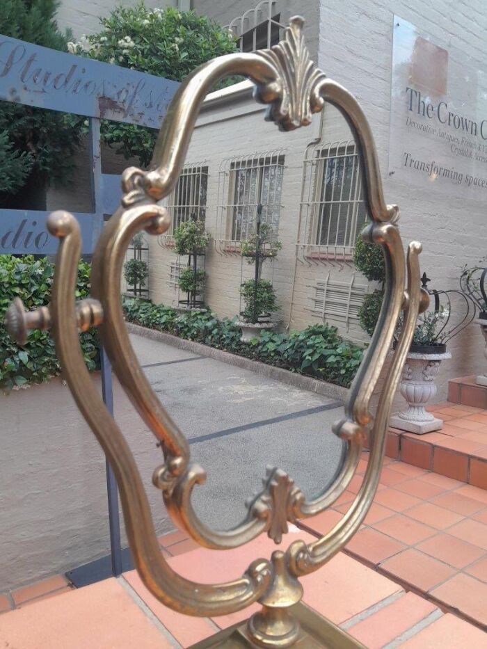 A Gilt Metal Table Mirror on Base - Image 4