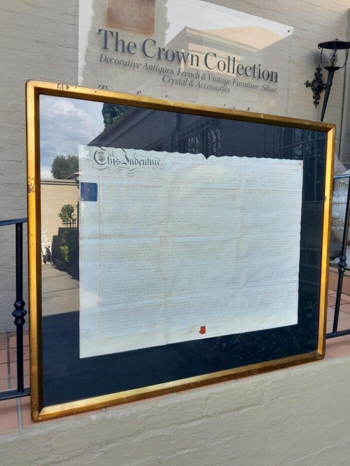 A 20th CenturyFramed Indenture With Seal